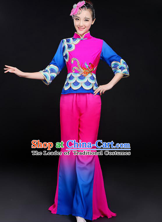 Traditional Chinese Yangge Fan Dancing Costume