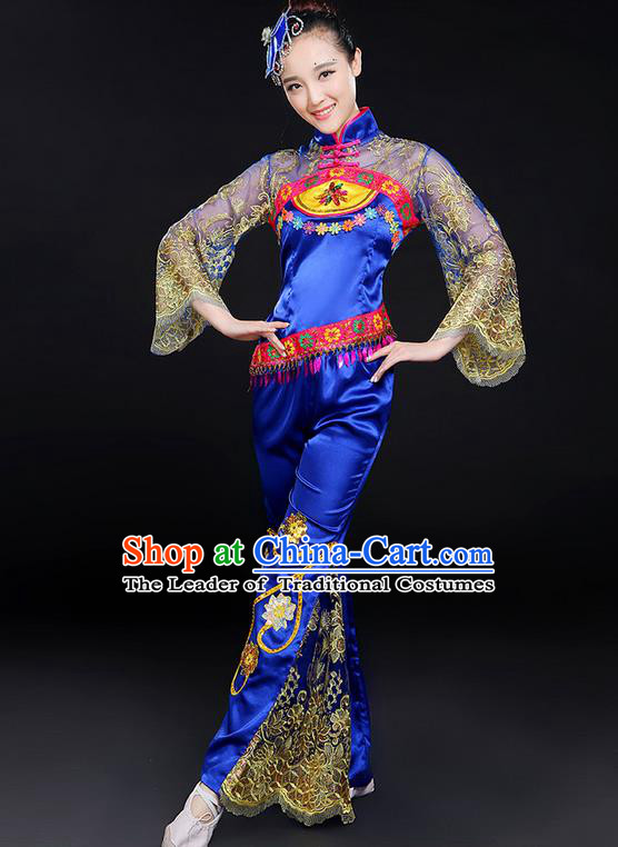 Traditional Chinese Yangge Fan Dancing Costume