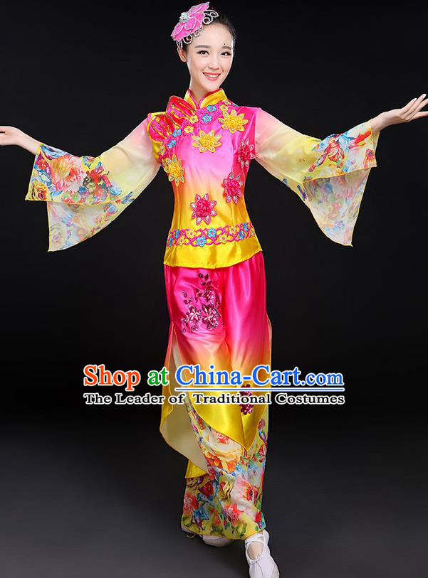 Traditional Chinese Yangge Fan Dancing Costume