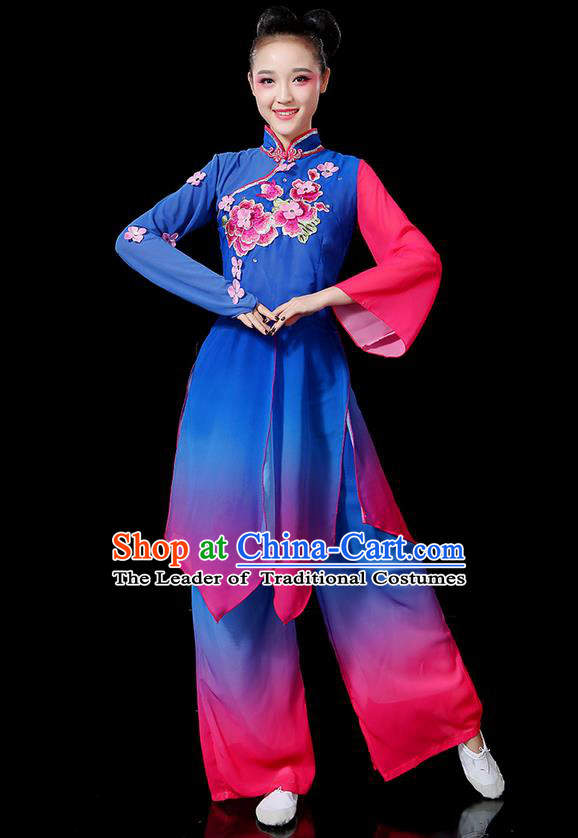 Traditional Chinese Yangge Fan Dancing Costume