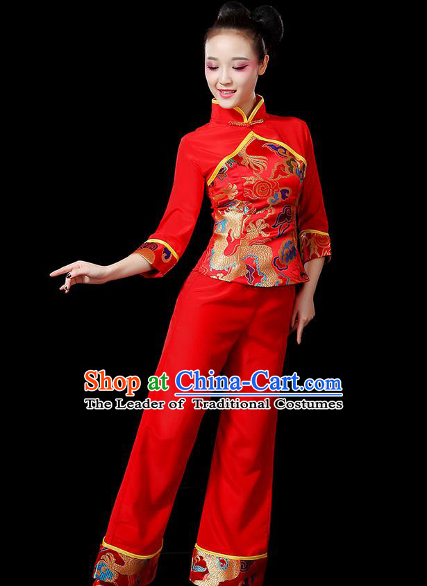 Traditional Chinese Yangge Fan Dancing Costume