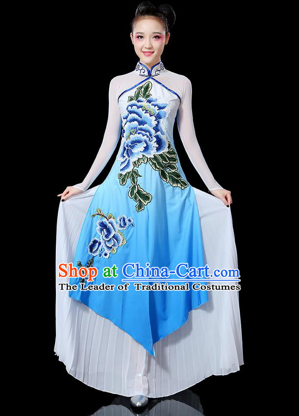 Traditional Chinese Yangge Fan Dancing Costume