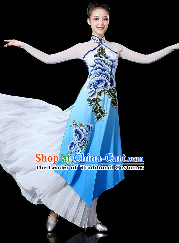 Traditional Chinese Yangge Fan Dancing Costume