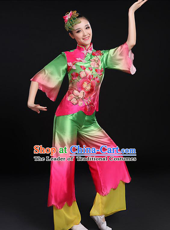 Traditional Chinese Yangge Fan Dancing Costume