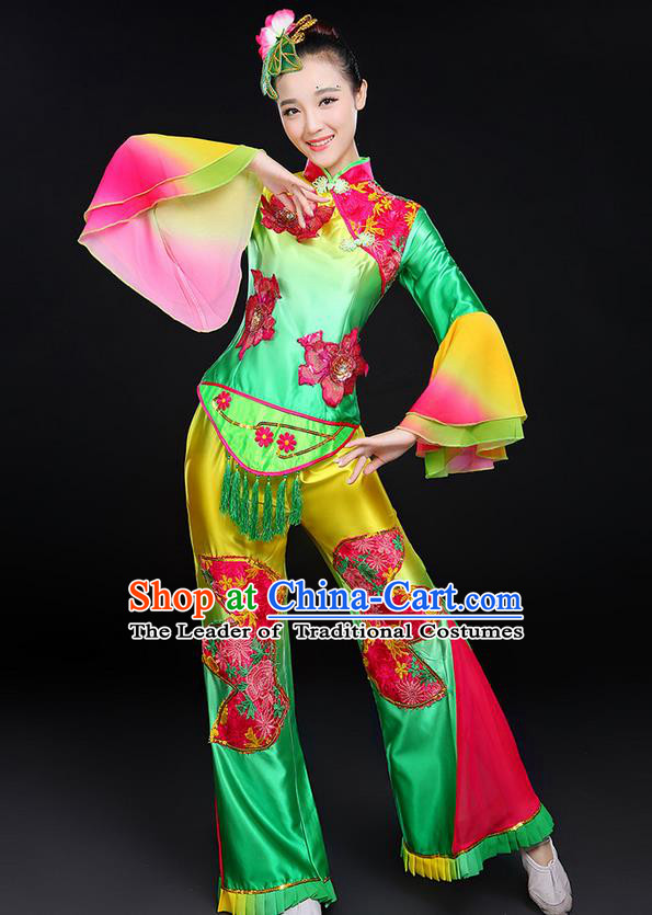 Traditional Chinese Yangge Fan Dancing Costume