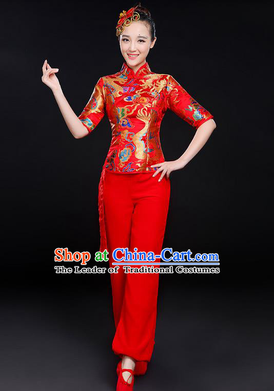 Traditional Chinese Yangge Fan Dancing Costume