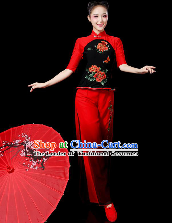 Traditional Chinese Yangge Fan Dancing Costume