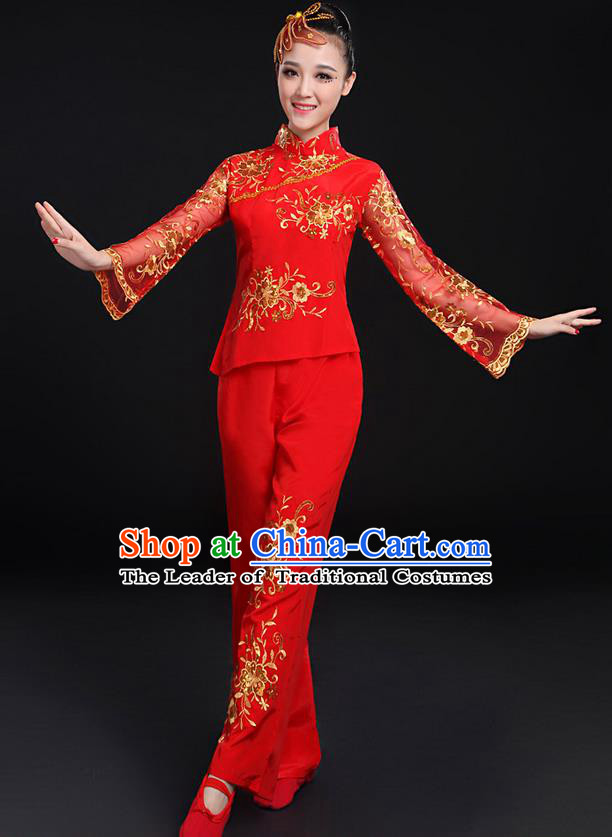 Traditional Chinese Yangge Fan Dancing Costume