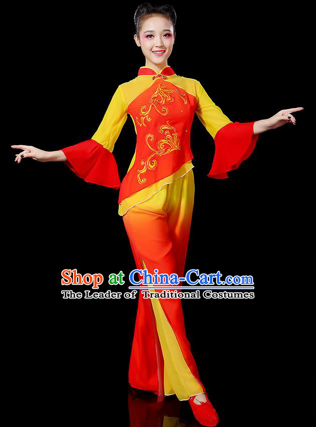 Traditional Chinese Yangge Fan Dancing Costume