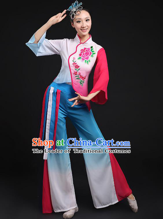 Traditional Chinese Yangge Fan Dancing Costume