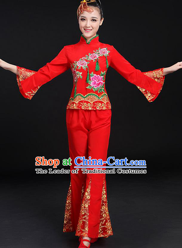 Traditional Chinese Yangge Fan Dancing Costume