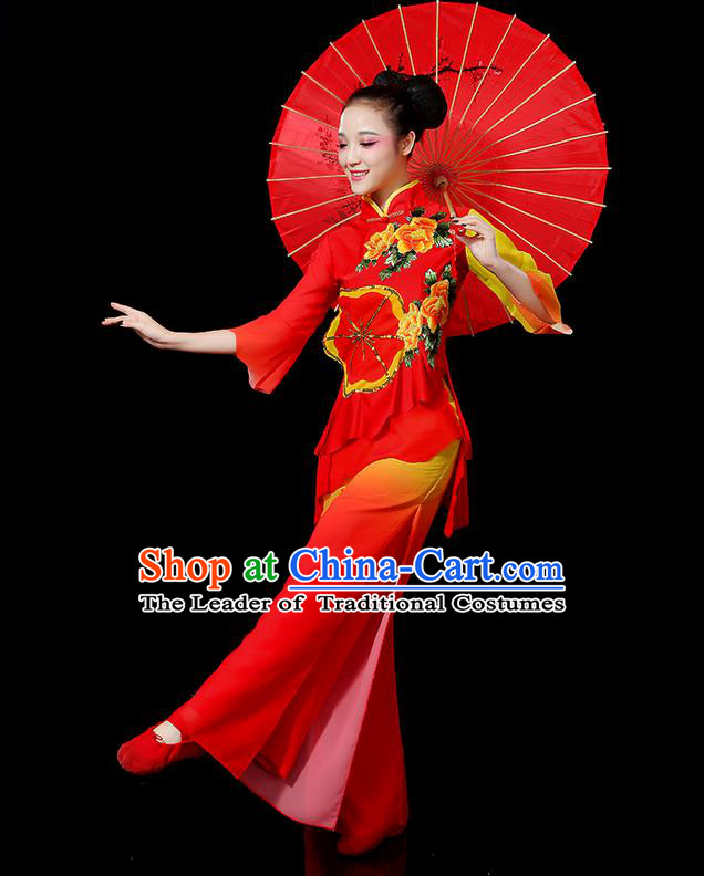 Traditional Chinese Yangge Fan Dancing Costume