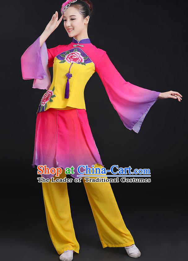 Traditional Chinese Yangge Fan Dancing Costume