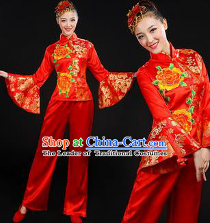 Traditional Chinese Yangge Fan Dancing Costume