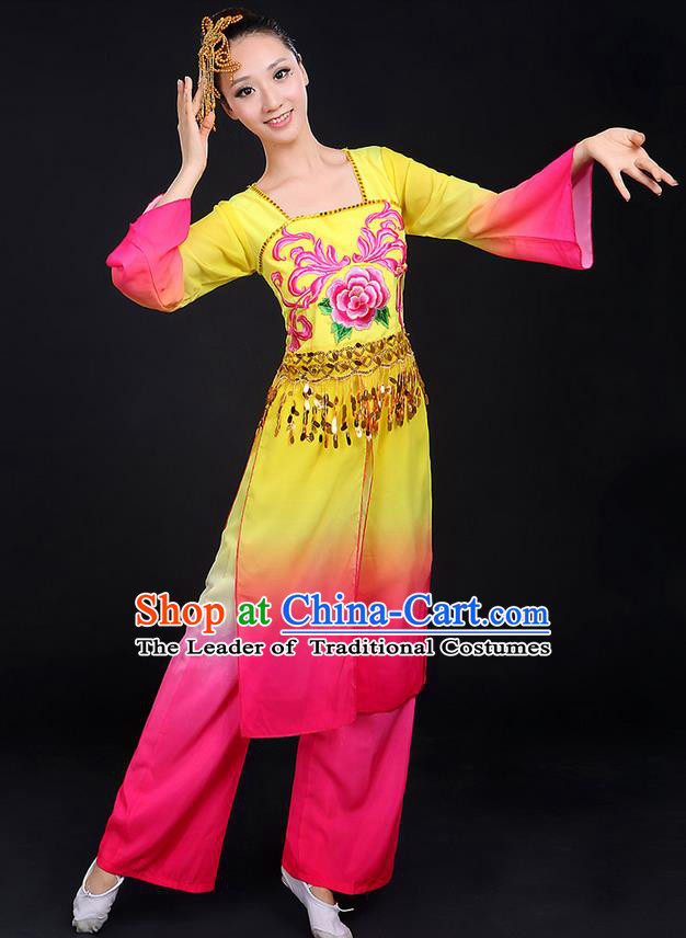 Traditional Chinese Yangge Fan Dancing Costume