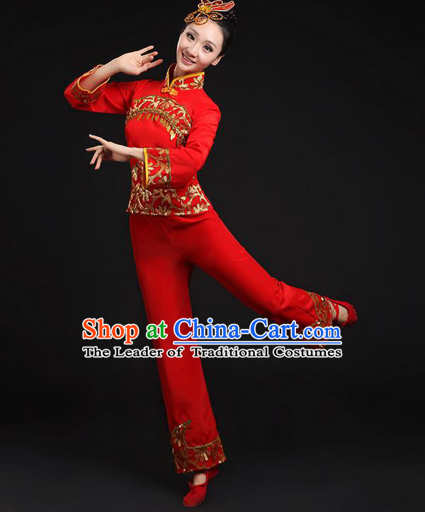 Traditional Chinese Yangge Fan Dancing Costume