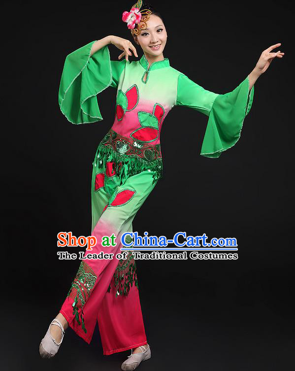 Traditional Chinese Yangge Fan Dancing Costume