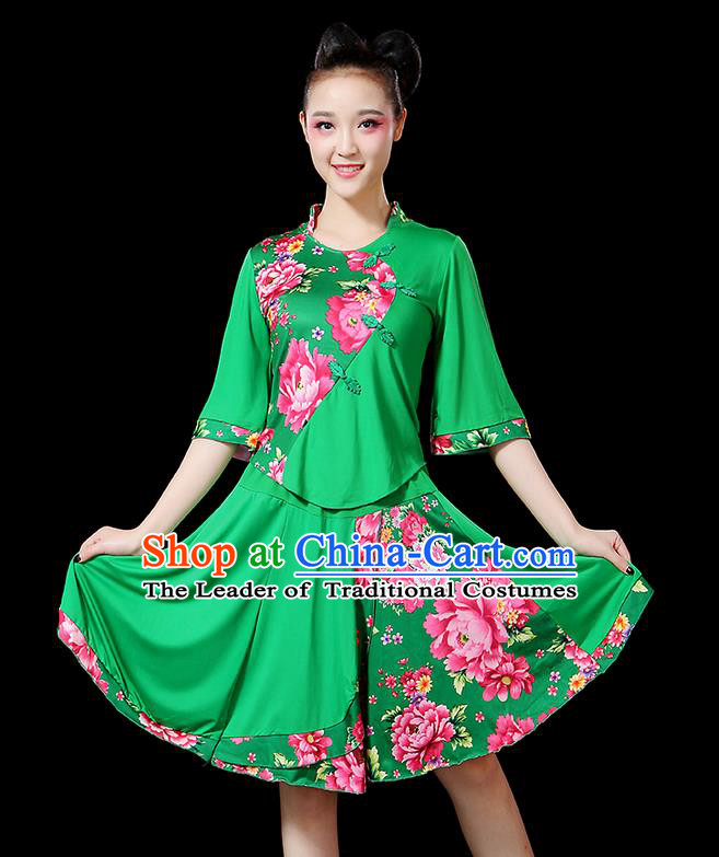 Traditional Chinese Yangge Fan Dancing Costume