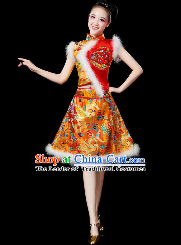 Traditional Chinese Yangge Fan Dancing Costume