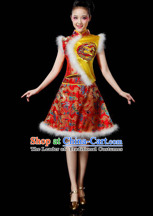 Traditional Chinese Yangge Fan Dancing Costume