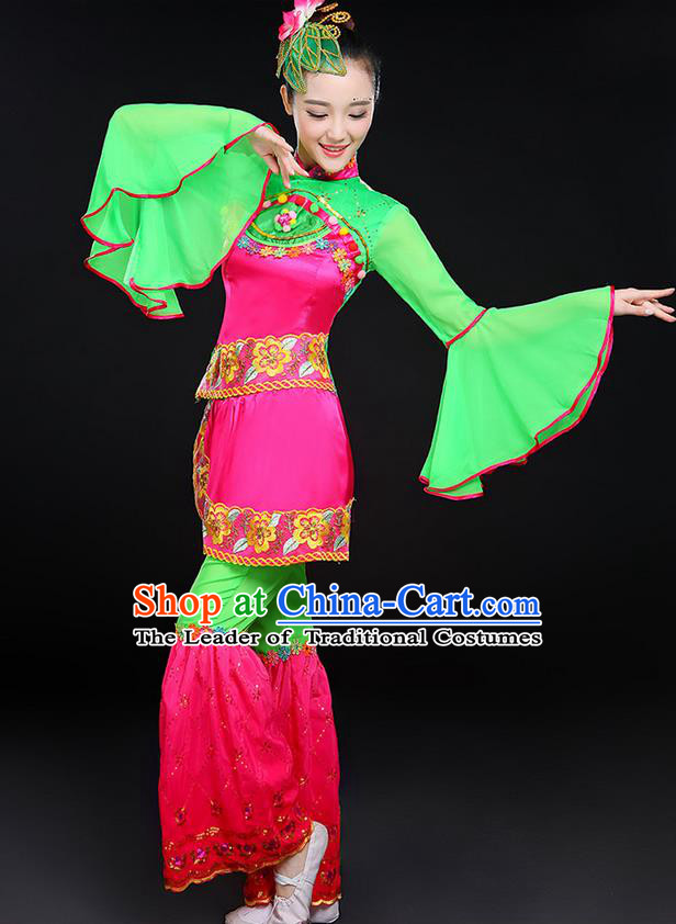 Traditional Chinese Yangge Fan Dancing Costume