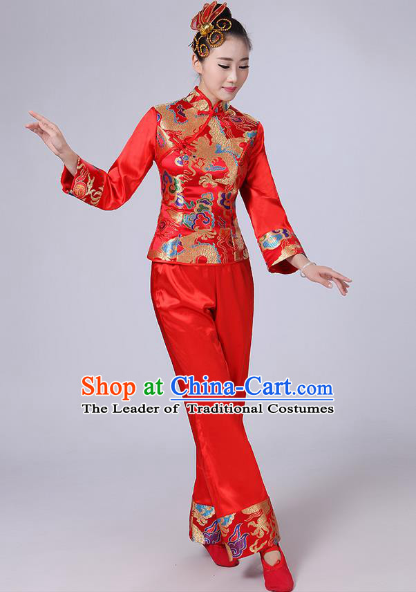 Traditional Chinese Yangge Fan Dancing Costume
