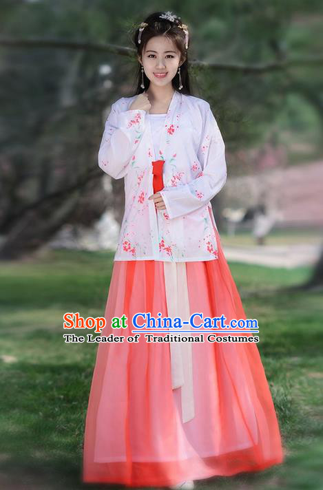 Traditional Ancient Chinese Young Lady Costume Embroidered Blouse Boob Tube Top and Skirt Complete Set , Elegant Hanfu Suits Clothing Chinese Song Dynasty Imperial Princess Dress Clothing for Women