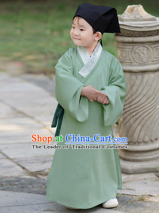 Traditional Ancient Chinese Children Elegant Costume Slant Opening Robe, Elegant Hanfu Clothing Chinese Han Dynasty Boys Scholar Clothing for Kids