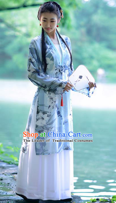 Traditional Ancient Chinese Young Lady Costume Long BeiZi Blouse Boob Tube Top and Slip Skirt Complete Set, Elegant Hanfu Suits Clothing Chinese Tang Dynasty Imperial Princess Dress Clothing for Women