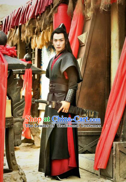Traditional Ancient Chinese Elegant General Costume, Chinese Nobility General Armour Dress, Cosplay Chinese Television Drama Vagabondize Swordsman Chinese Ming Dynasty Prince Hanfu Clothing for Men