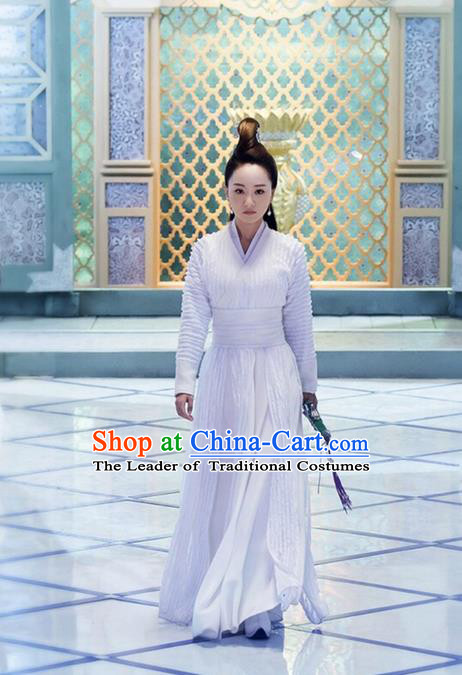 Traditional Ancient Chinese Chivalrous Swordswoman Costume, Chinese Ming Dynasty Heroine Dress, Cosplay Chinese Television Drama Flying Daggers Princess Hanfu Clothing for Women