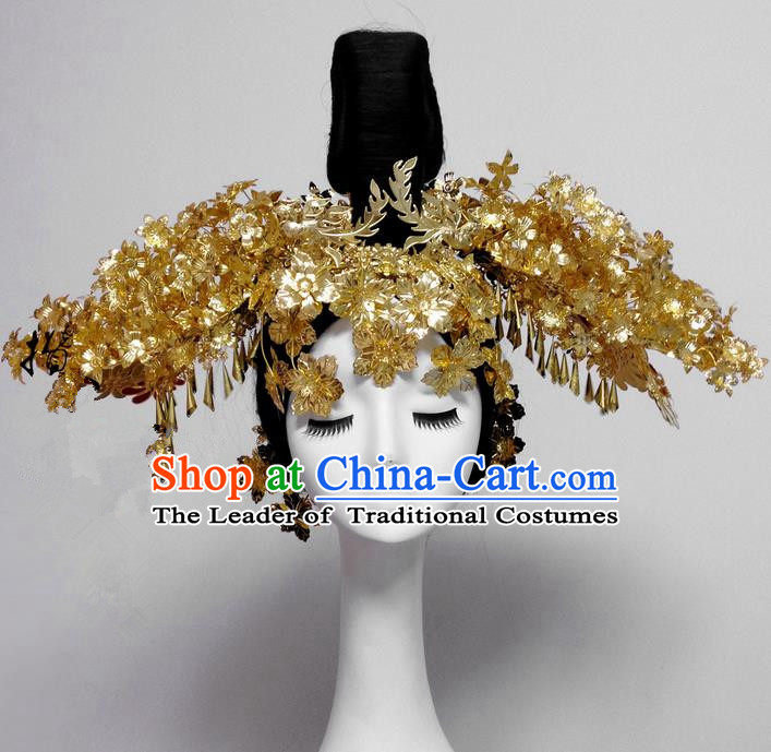 Traditional Handmade Chinese Ancient Classical Hair Accessories Bride Wedding Barrettes Phoenix Coronet Complete Set, Princess Wedding Hair Sticks Hair Jewellery, Hair Fascinators Hairpins for Women