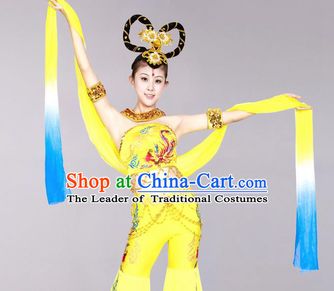 Traditional Chinese Ancient Water Sleeve Dancing Costume, Tang Dynasty Classical Flying Dance Costume Dance Clothing for Women