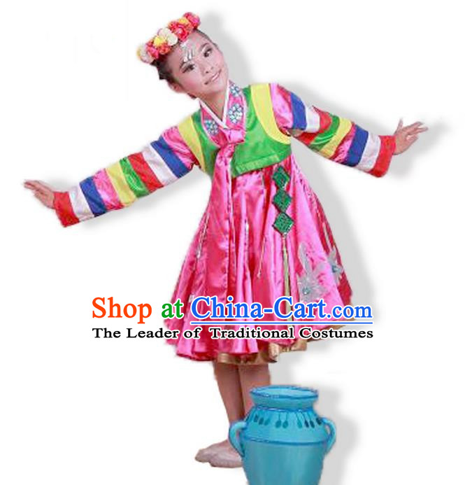 Traditional Chinese Ancient Korean Nationality Dancing Children Girls Costume Dance Clothing for Kids