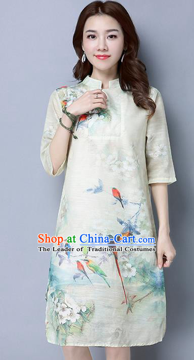 Traditional Ancient Chinese National Costume, Elegant Hanfu Mandarin Qipao Mmulberry Silk Hand Painting Dress, China Tang Suit Chirpaur Republic of China Cheongsam Upper Outer Garment Elegant Dress Clothing for Women