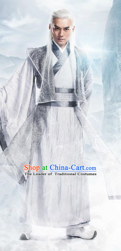 Traditional Ancient Chinese Elegant Swordsman Costume, Chinese Ancient Nobility Childe Dress, Cosplay Chinese Television Drama Flying Daggers Chivalrous Expert Hanfu Clothing for Men