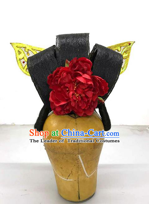 Traditional Ancient Chinese Classical Peking Opera Hair Accessories Props, Peking Opera Diva Headwear Classical Flying Dance Hair Ornaments Hats for Women