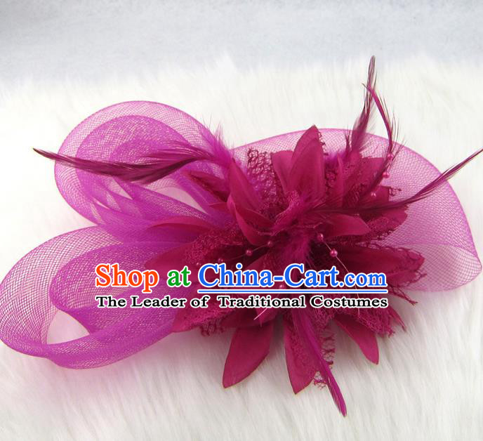 Top Grade Handmade Chinese Classical Hair Accessories, Children Baroque Style Purple Flowers Bobby Pin, Hair Sticks Hair Jewellery, Hair Clasp for Kids Girls