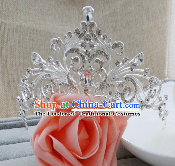 Top Grade Handmade Classical Hair Accessories, Children Baroque Style Crystal Royal Crown Princess Wedding Hair Jewellery Hair Clasp for Kids Girls