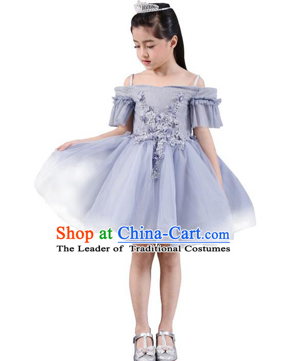 Top Grade Professional Compere Performance Catwalks Costume, Children Chorus Singing Group Baby Princess Piano Recital Full Dress Modern Dance Bubble Dress for Girls Kids