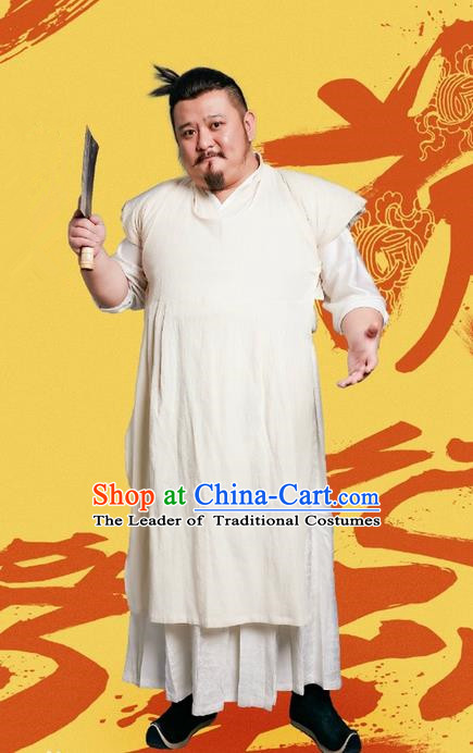 Traditional Ancient Chinese Butcher Costume Complete Set, Chinese Television Concubine Meng Comes Across Tang Dynasty Meatman Clothing for Men