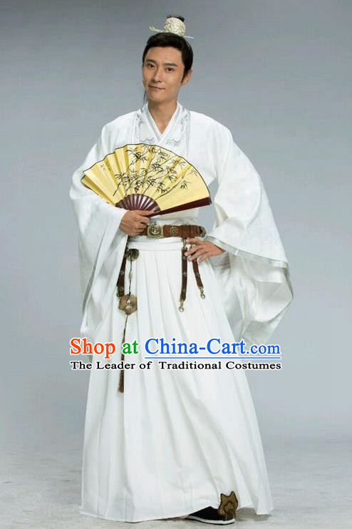 Traditional Chinese Ancient Imperial Dandies Scholar Costume and Handmade Headpiece Complete Set, Chinese Northern and Southern Dynasties Prince Suits, Chinese Television Tokgo World Nobility Childe Embroidered Hanfu Clothing for Men