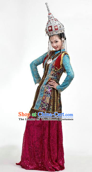 Traditional Chinese Yangge Fan Dancing Costume and Accessories