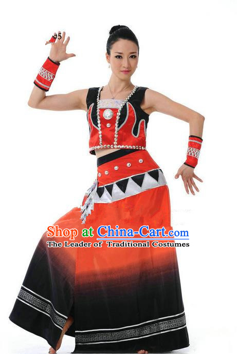 Traditional Chinese Yangge Fan Dancing Costume and Accessories