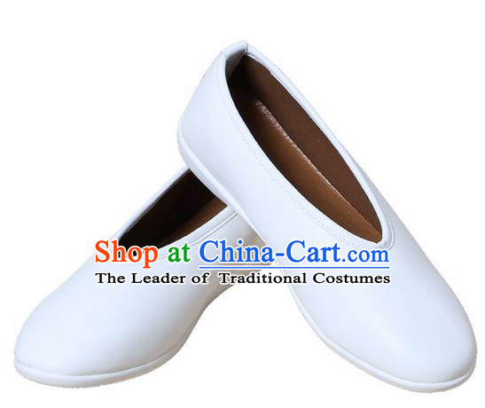 Top Chinese Traditional Tai Chi White Shoes Kung Fu Pulian Shoes Martial Arts Shoes for Men