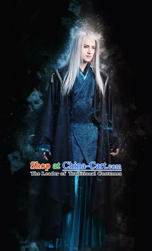 Traditional Chinese Ancient Imperial Bodyguard Swordsman Costume and Headpiece Complete Set, China Ming Dynasty Secret Service Suit Clothing for Men