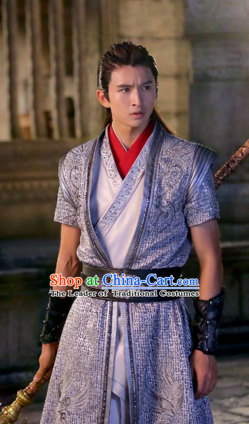 Traditional Chinese Ancient Chivalrous Expert Costume, Xuan-Yuan Sword Legend  The Clouds of Han the Three Kingdoms Swordsman Hanfu Clothing for Men
