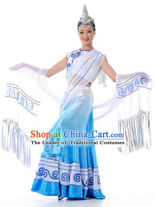 Traditional Chinese Yangge Fan Dancing Costume and Accessories