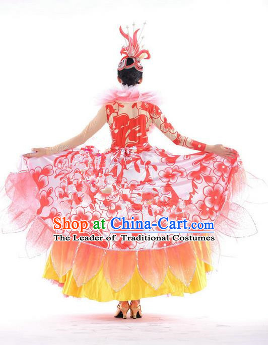 Traditional Chinese Yangge Fan Dancing Costume and Accessories