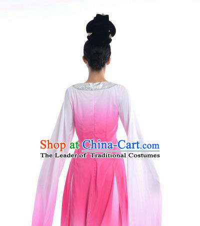Traditional Chinese Classical Dance Flying Dance Costume, Folk Dance Drum Dance Uniform Yangko Pink Dress for Women